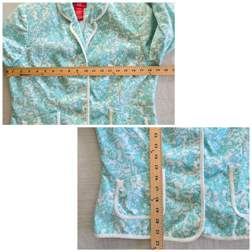 Oscar by Oscar de la Renta Blazer Womens 12 Cotton Floral Classic Preppy Twee - Picture 10 of 13
